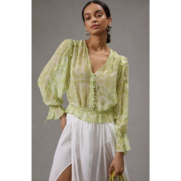 Anthropologie Sheer Dolman-Sleeve Blouse - New Large - Picture 1 of 4